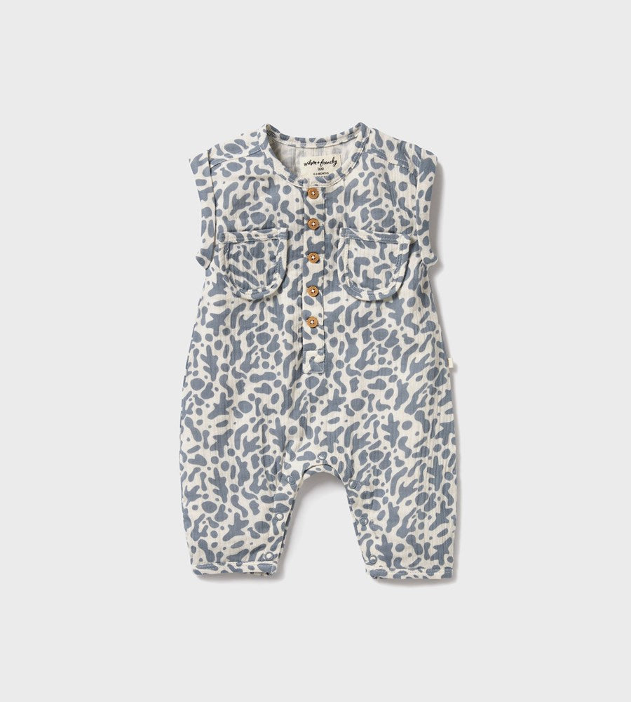 Wilson & Frenchy | Organic Crinkle Growsuit | Blue Coral