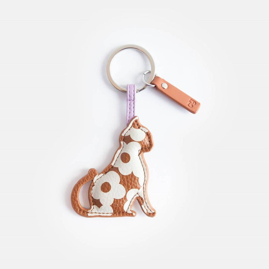 Flower Cat Keyring | Tan Cream