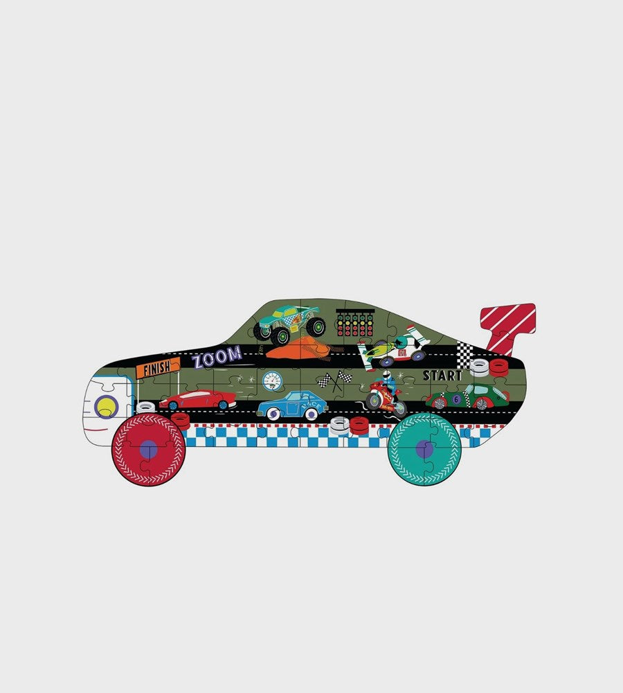 Cars | 40 Piece Racing Car Shaped Puzzle in Shaped Box