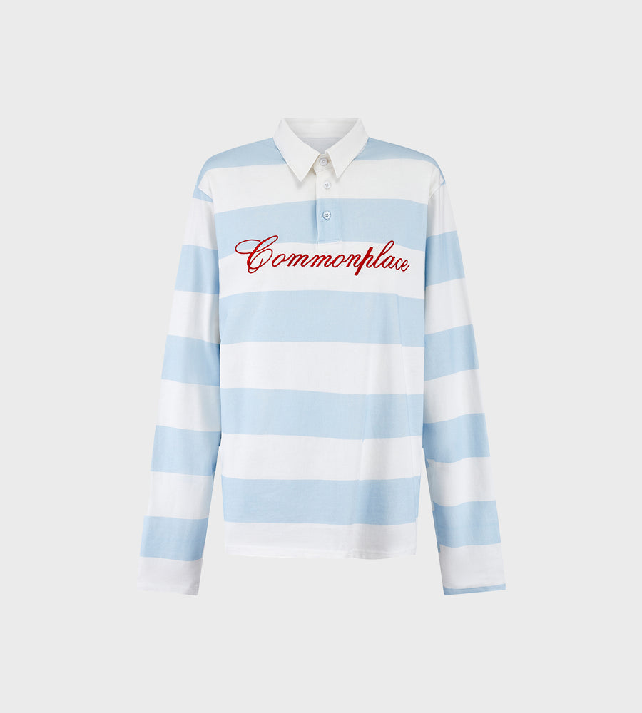 Commonplace I Rugby Polo I Sky / White