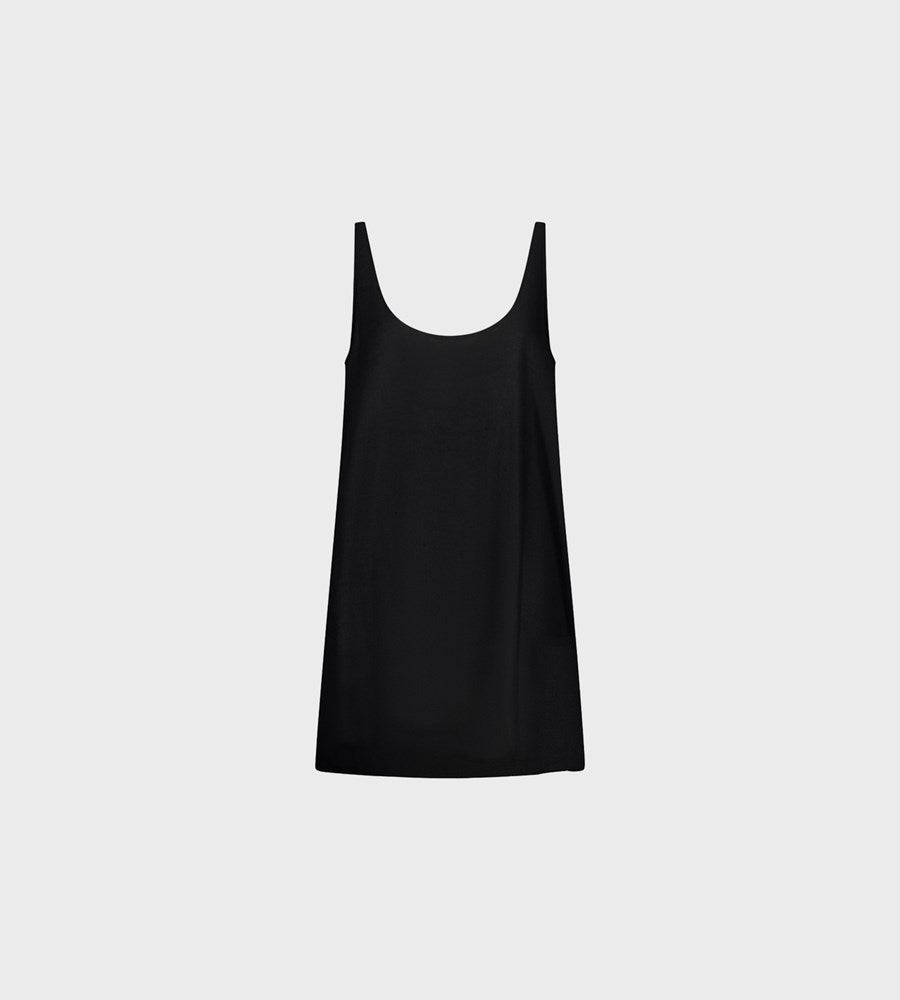 Black dress on a light grey background