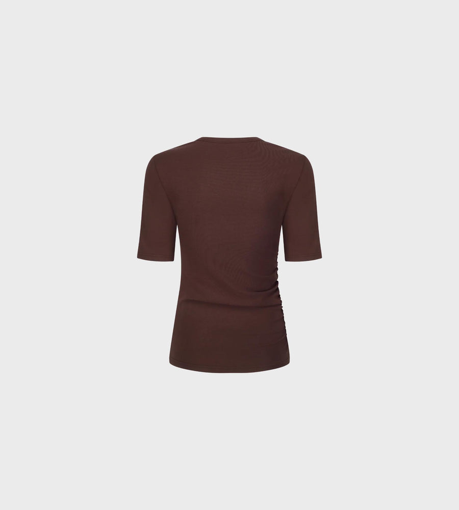 Commonplace | Ruched SS Tee | Choc