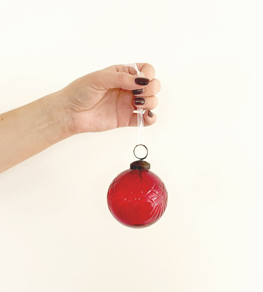 Cut Glass Bauble I Red