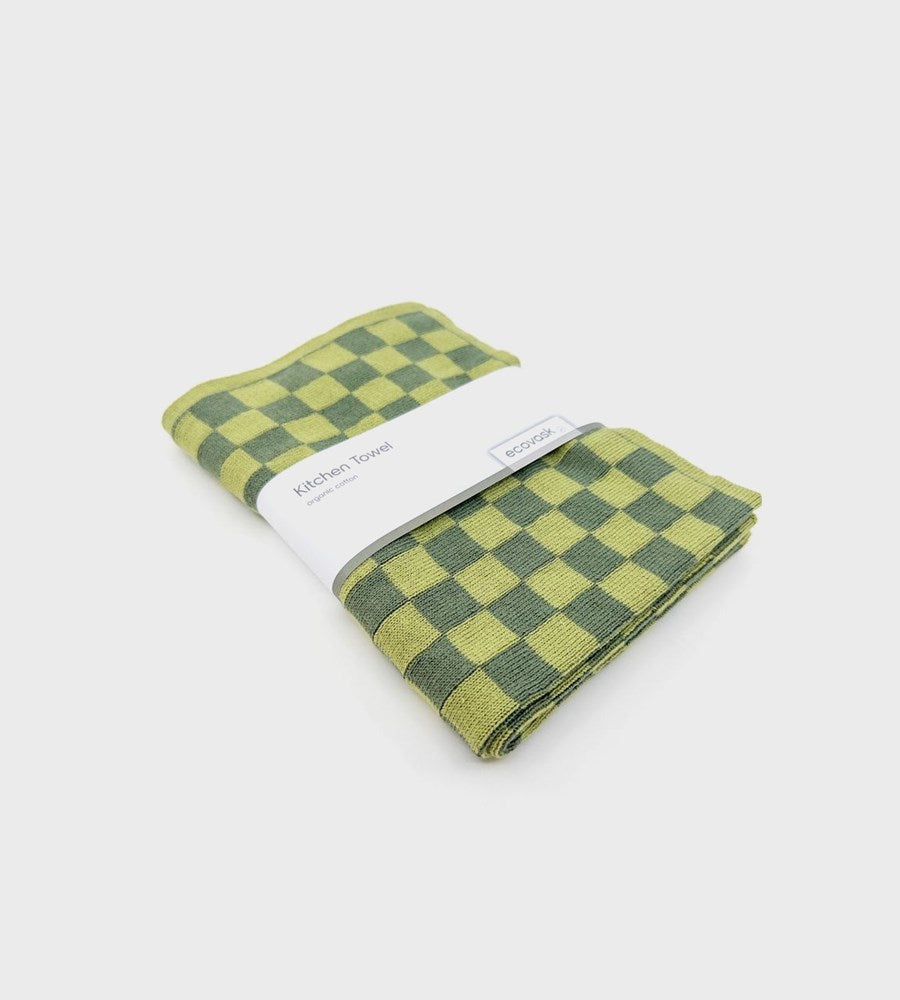 Ecovask | Hand Towel | Avocado Chequer