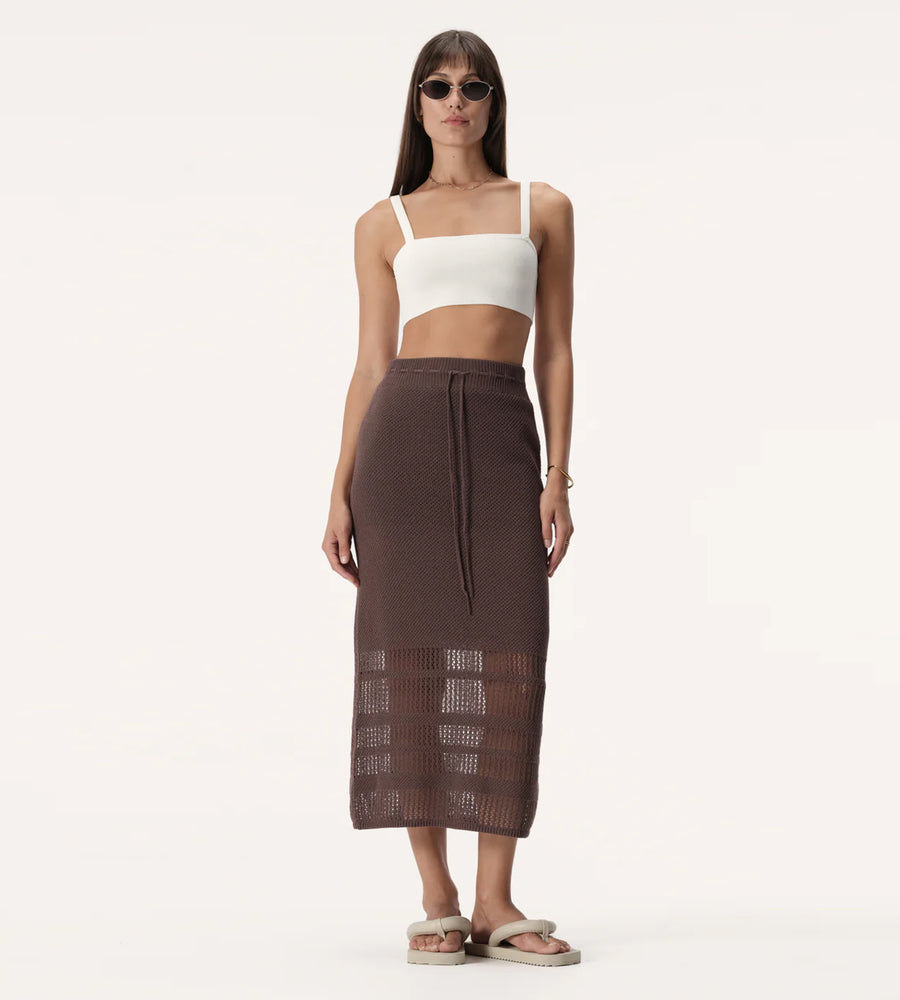 Elka Collective | Haigh Knit Skirt | Chocolate