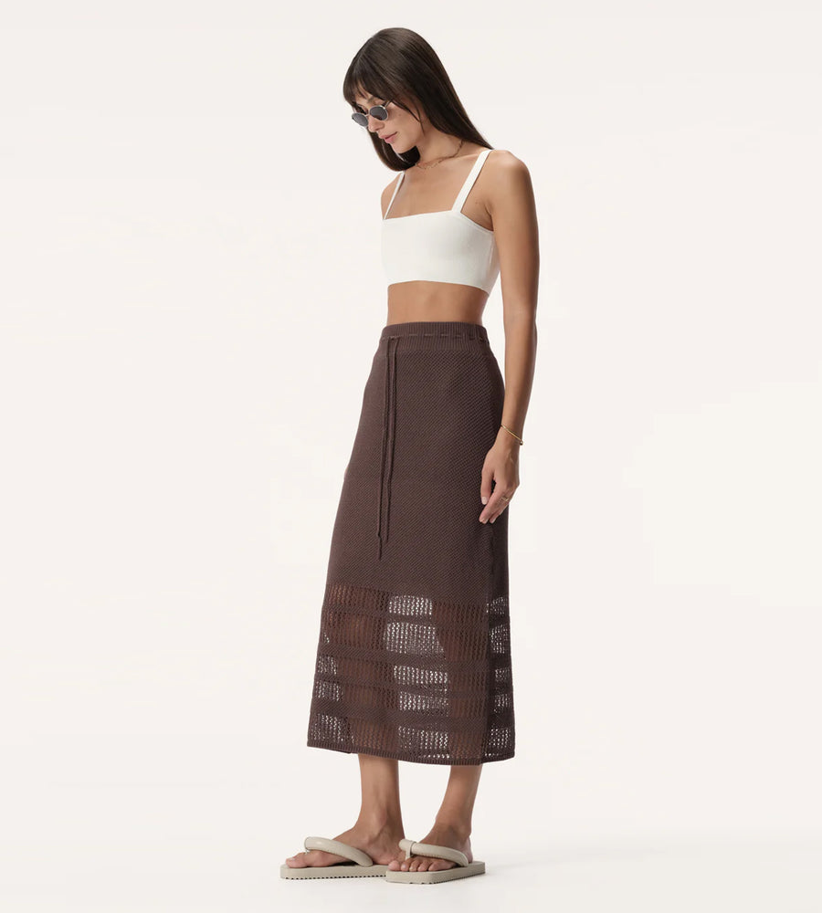 Elka Collective | Haigh Knit Skirt | Chocolate