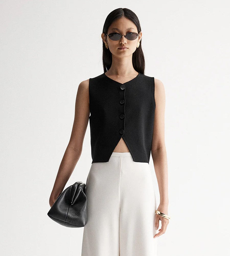 Elka Collective | Hester Cropped Knit Vest | Black