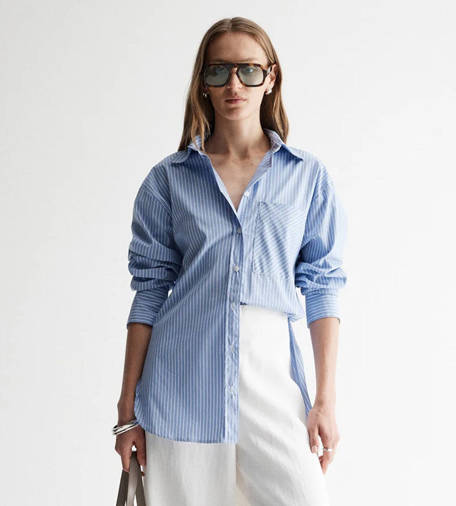 Elka Collective | Poppy Shirt I Blue/White Stripe