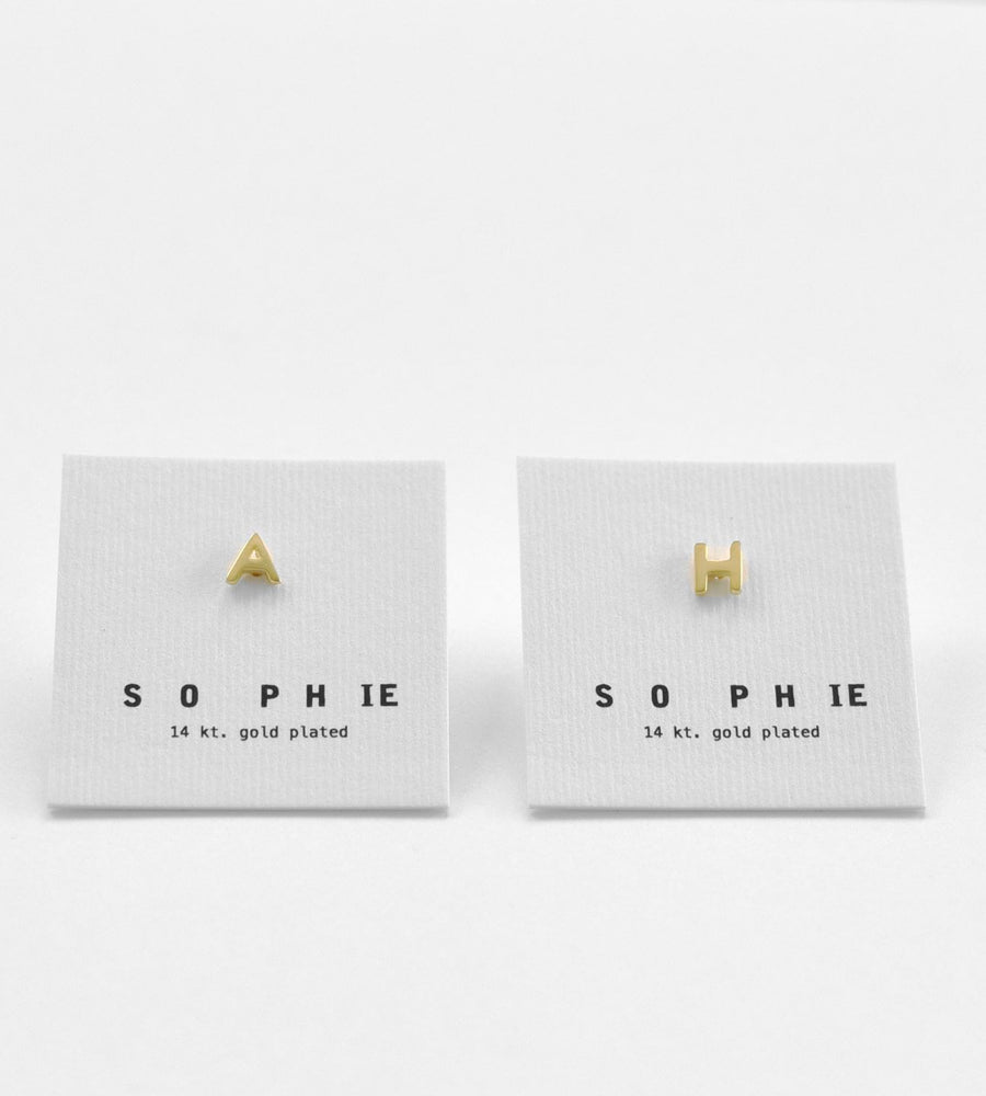 Sophie | Little Letter Earrings | Gold