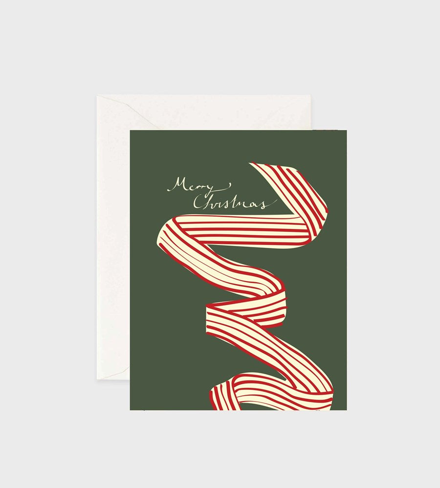 Father Rabbit Stationery | Card | Christmas Red Stripe Ribbon