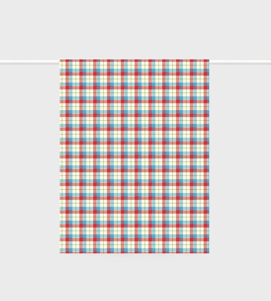 Father Rabbit | Tea Towel | Cherry + Blue Tartan