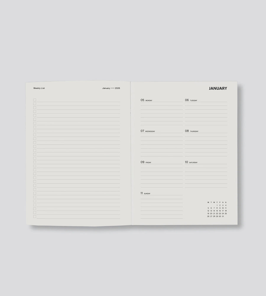 Calendar and to-do list planner on a white background