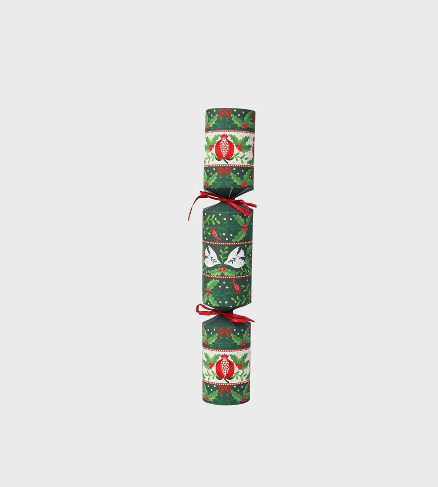 Decorative Christmas cracker with festive design on a white background