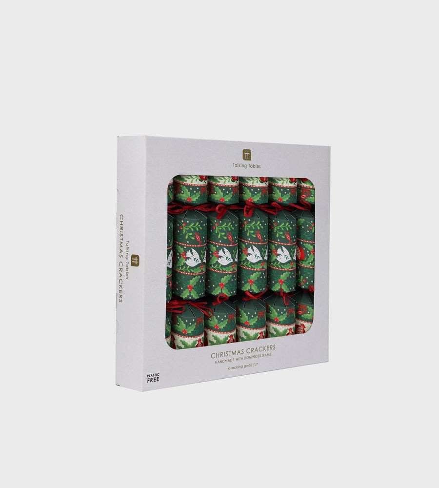 Pack of Christmas crackers in a white box on a white background