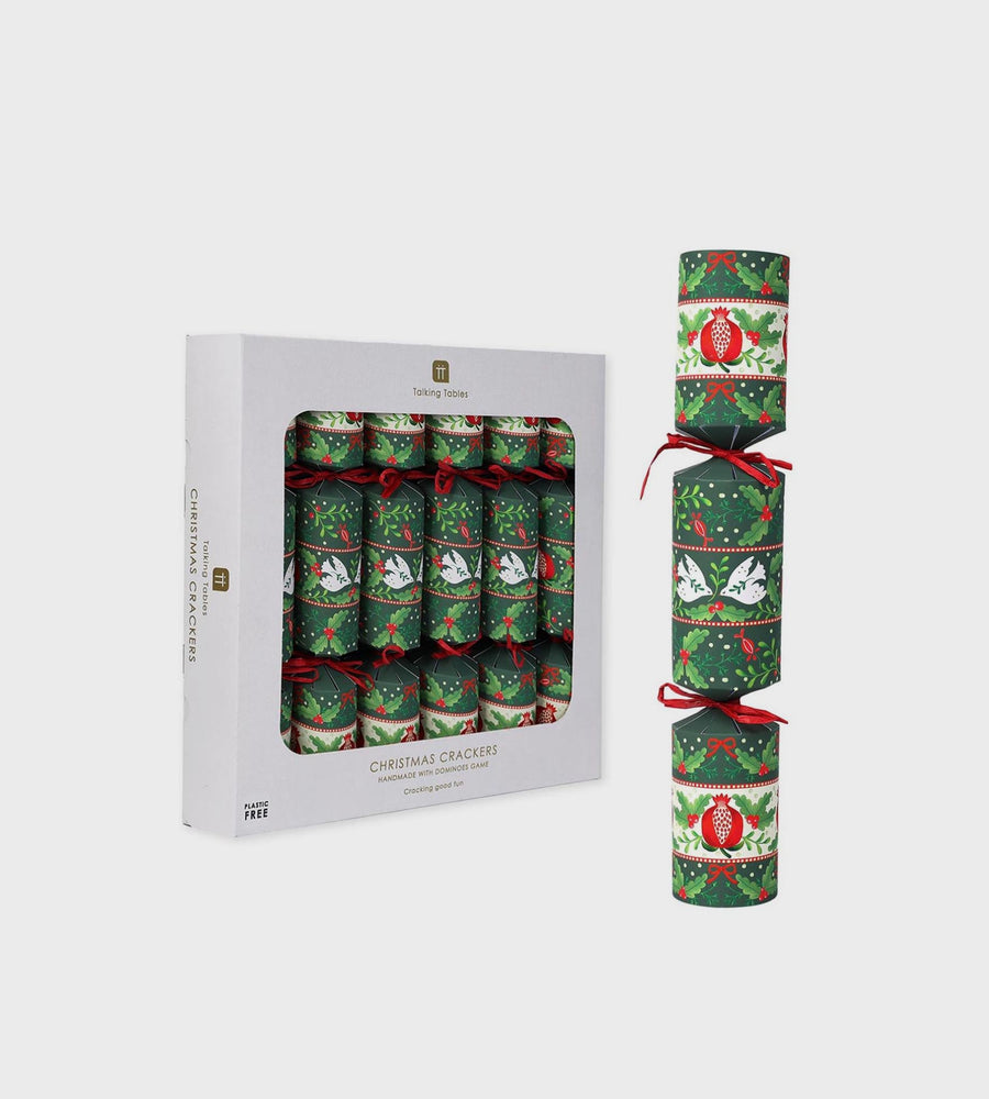 Folklore Green Christmas Crackers (6 Pack)