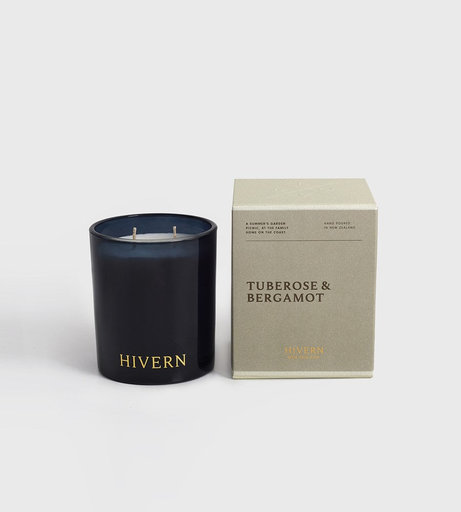 Hivern | Tuberose & Bergamot Candle | Dark Navy