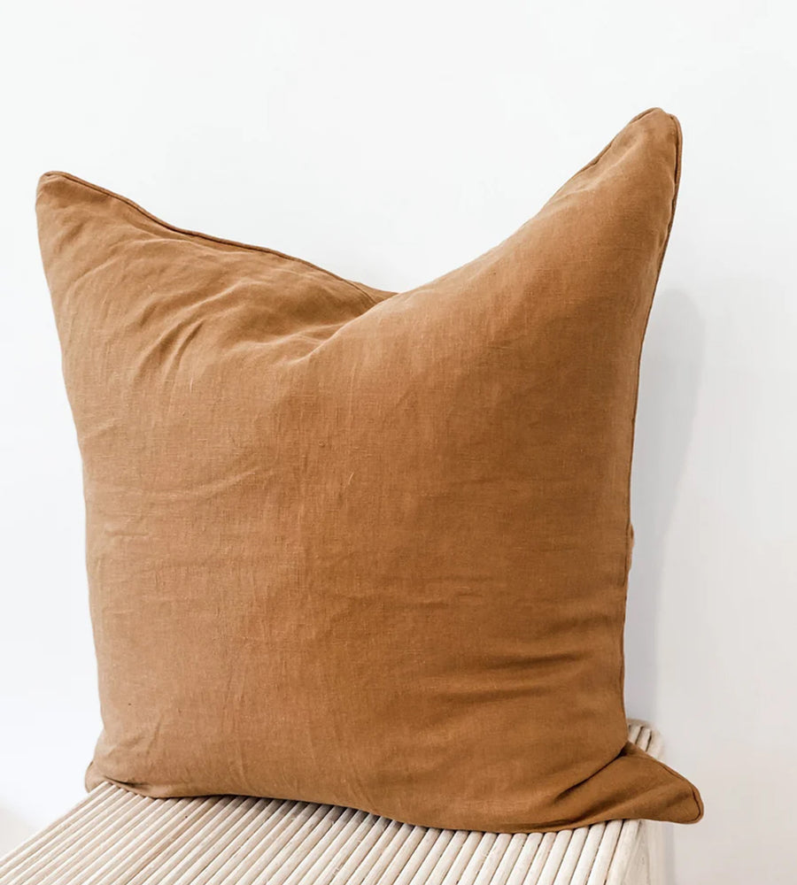 Home Lab | 100% French Flax Linen Feather filled Cushion | Ginger