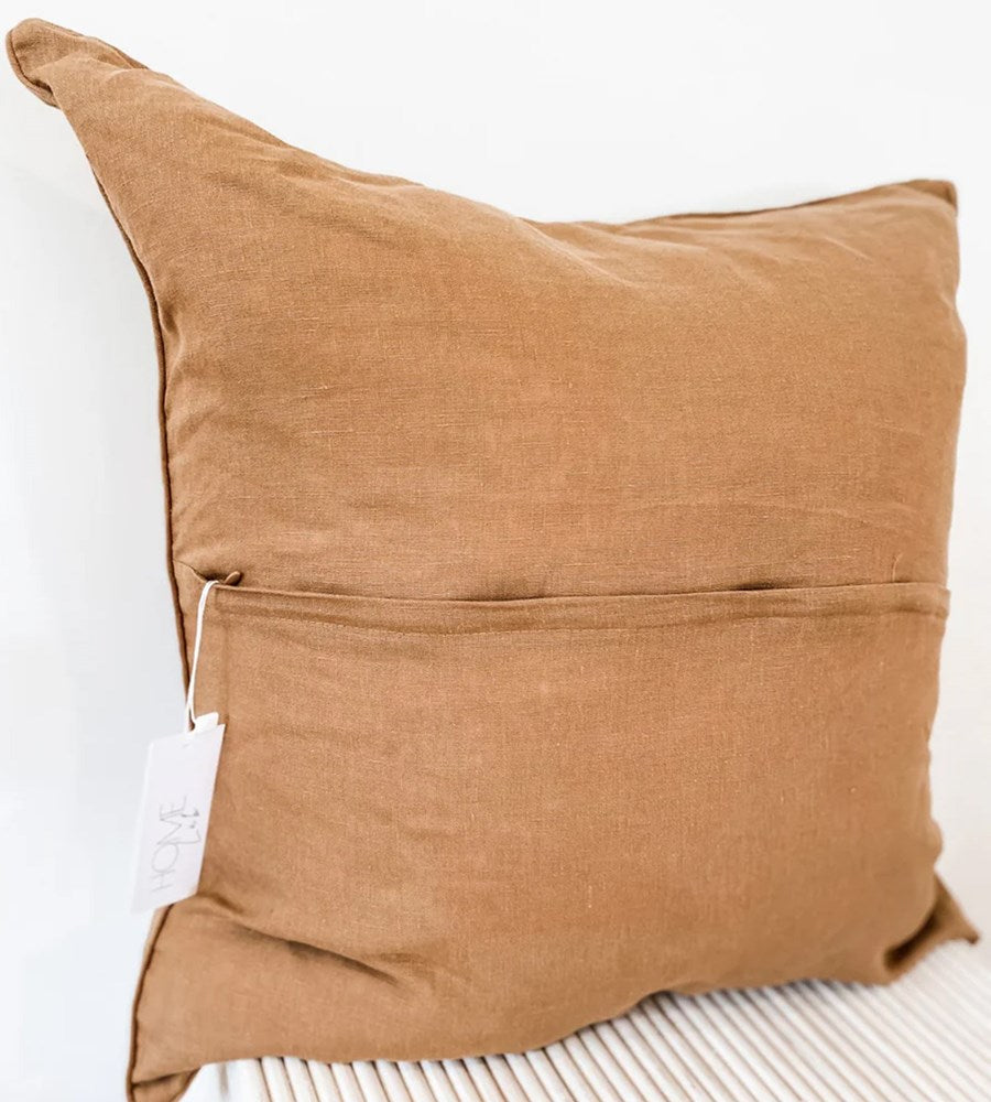 Home Lab | 100% French Flax Linen Feather filled Cushion | Ginger