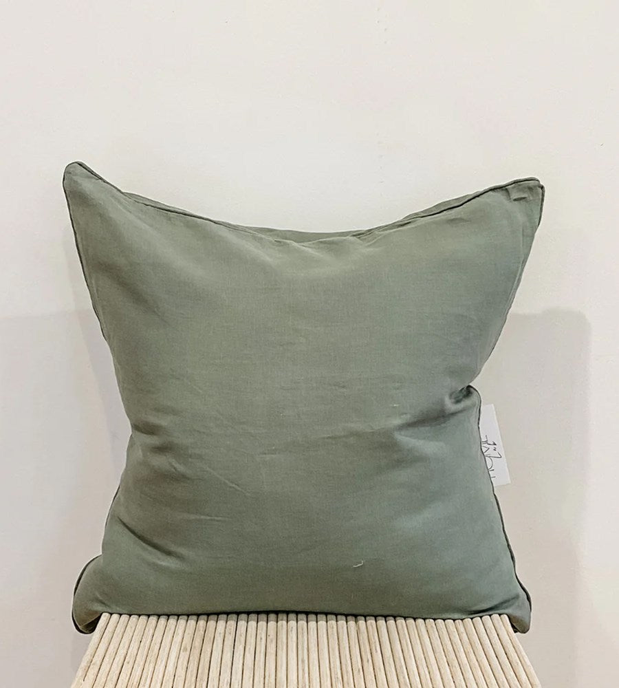 Home Lab | 100% French Flax Linen Feather filled Cushion |  Lichen