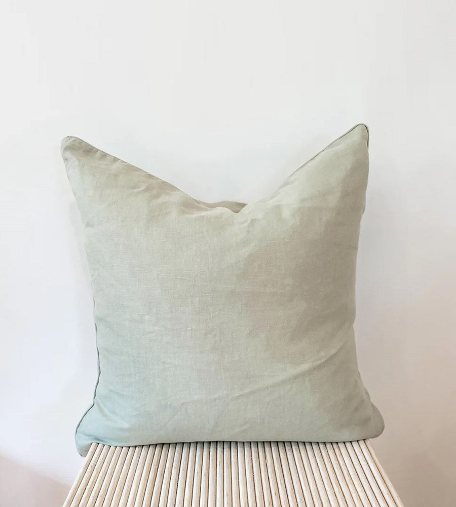 Home Lab | 100% French Flax Linen Feather filled Cushion | Sage