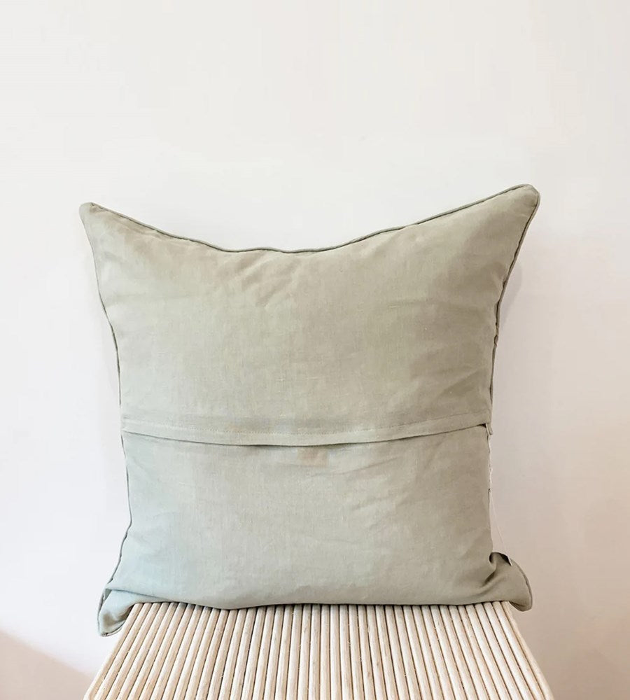 Home Lab | 100% French Flax Linen Feather filled Cushion | Sage