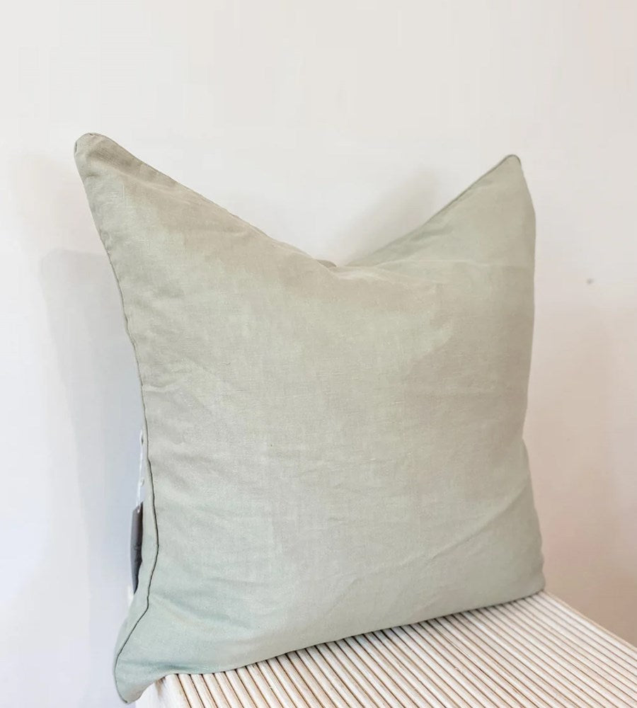 Home Lab | 100% French Flax Linen Feather filled Cushion | Sage