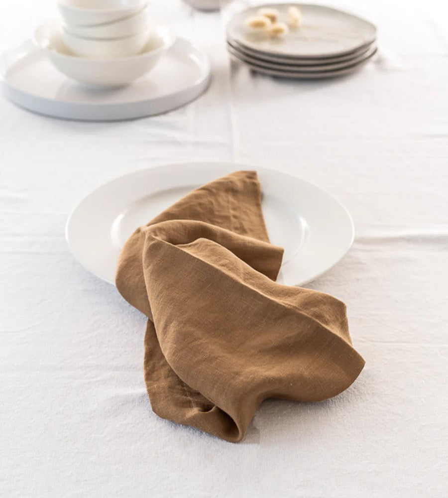 Home Lab | 100% French Flax Linen Napkin | Set of 4 | Ginger