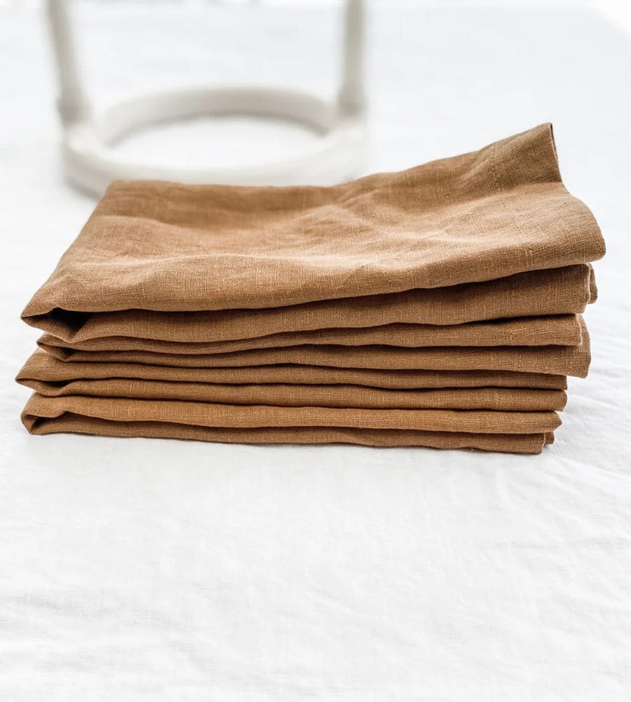 Home Lab | 100% French Flax Linen Napkin | Set of 4 | Ginger