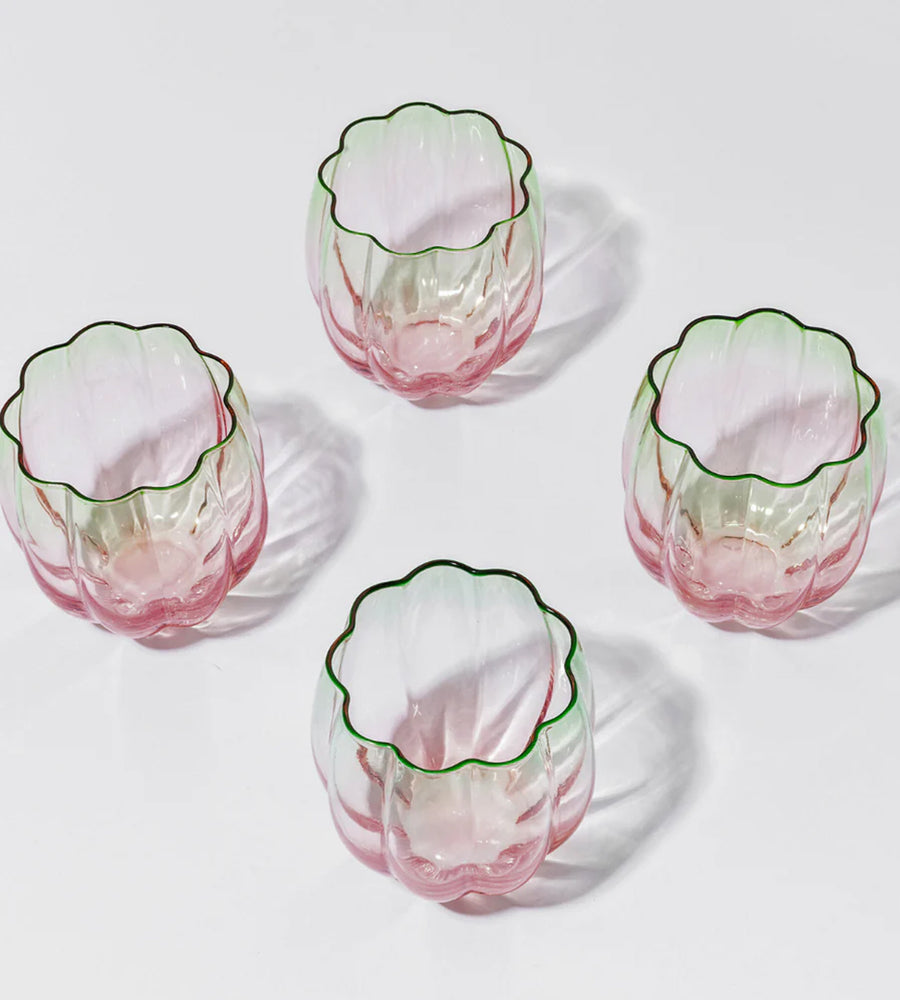 Home Lab | Petal Stemless Glass | Watermelon | Set of 4