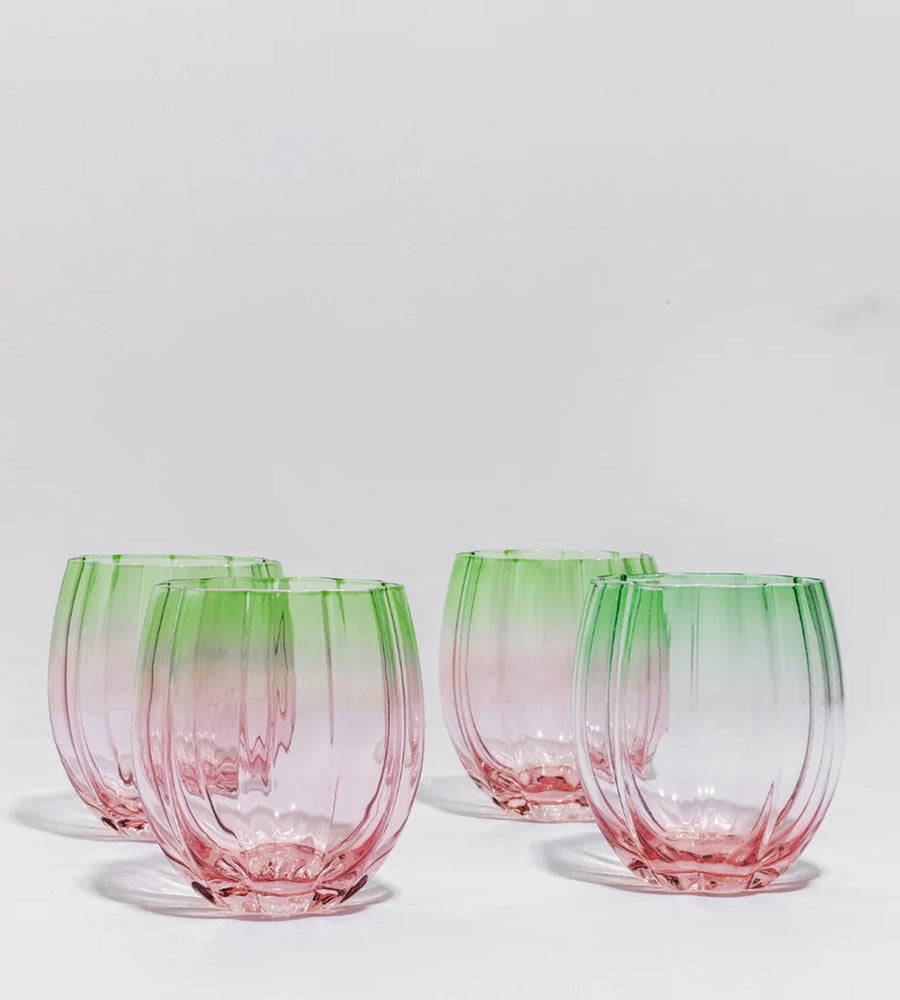 Home Lab | Petal Stemless Glass | Watermelon | Set of 4