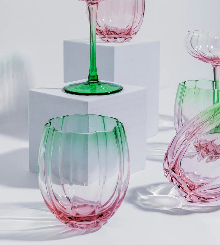 Home Lab | Petal Stemless Glass | Watermelon | Set of 4