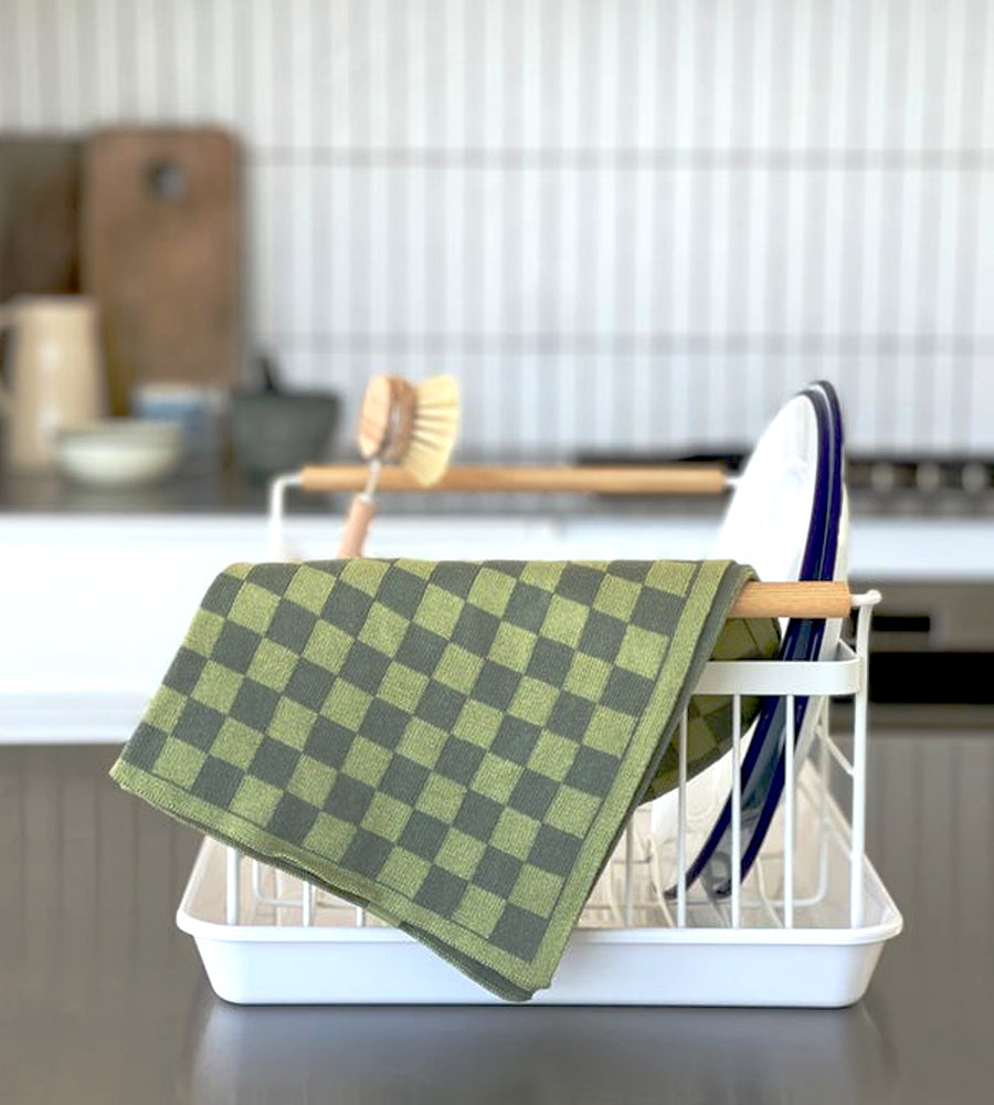 Ecovask | Hand Towel | Avocado Chequer