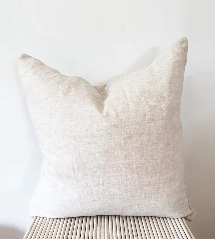 Home Lab | 100% French Flax Linen Feather filled Cushion |  Natural Oat