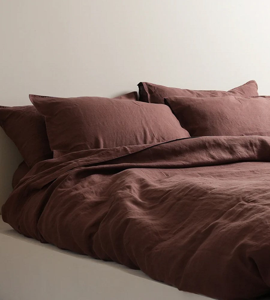 Home Lab I 100% French Flax Linen Duvet Cover Set I Cocoa
