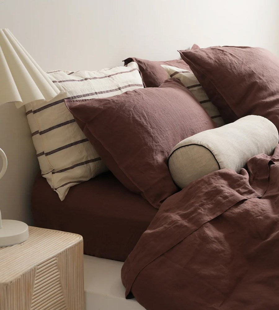Home Lab I 100% French Flax Linen Duvet Cover Set I Cocoa