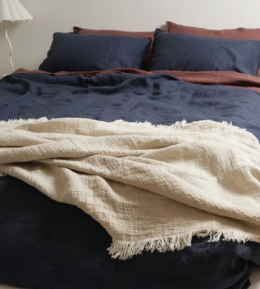 100% French Flax Linen Duvet Cover Set I Midnight