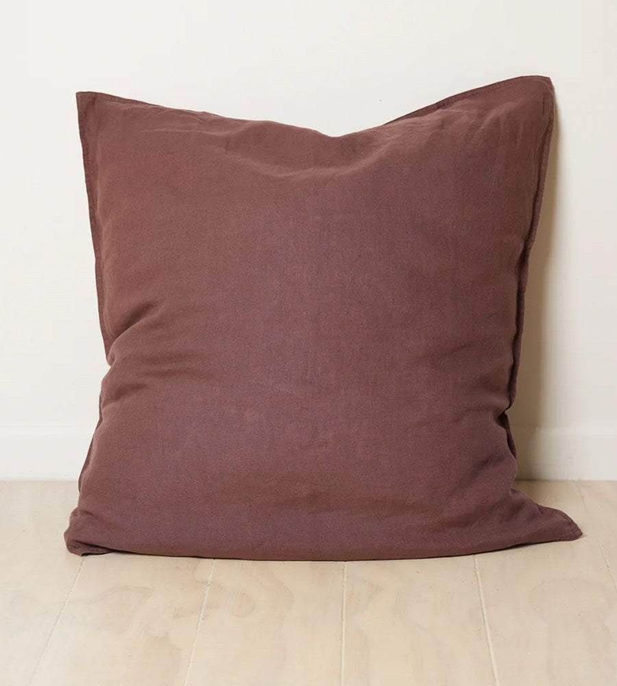 Home Lab I 100% French Flax Linen Euro Pillowcase I Cocoa