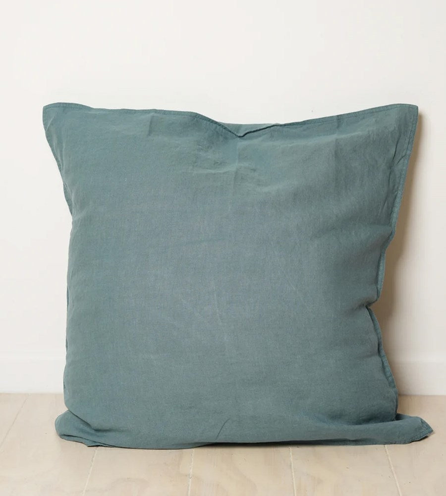 Home Lab I 100% French Flax Linen Euro Pillowcase I Lagoon