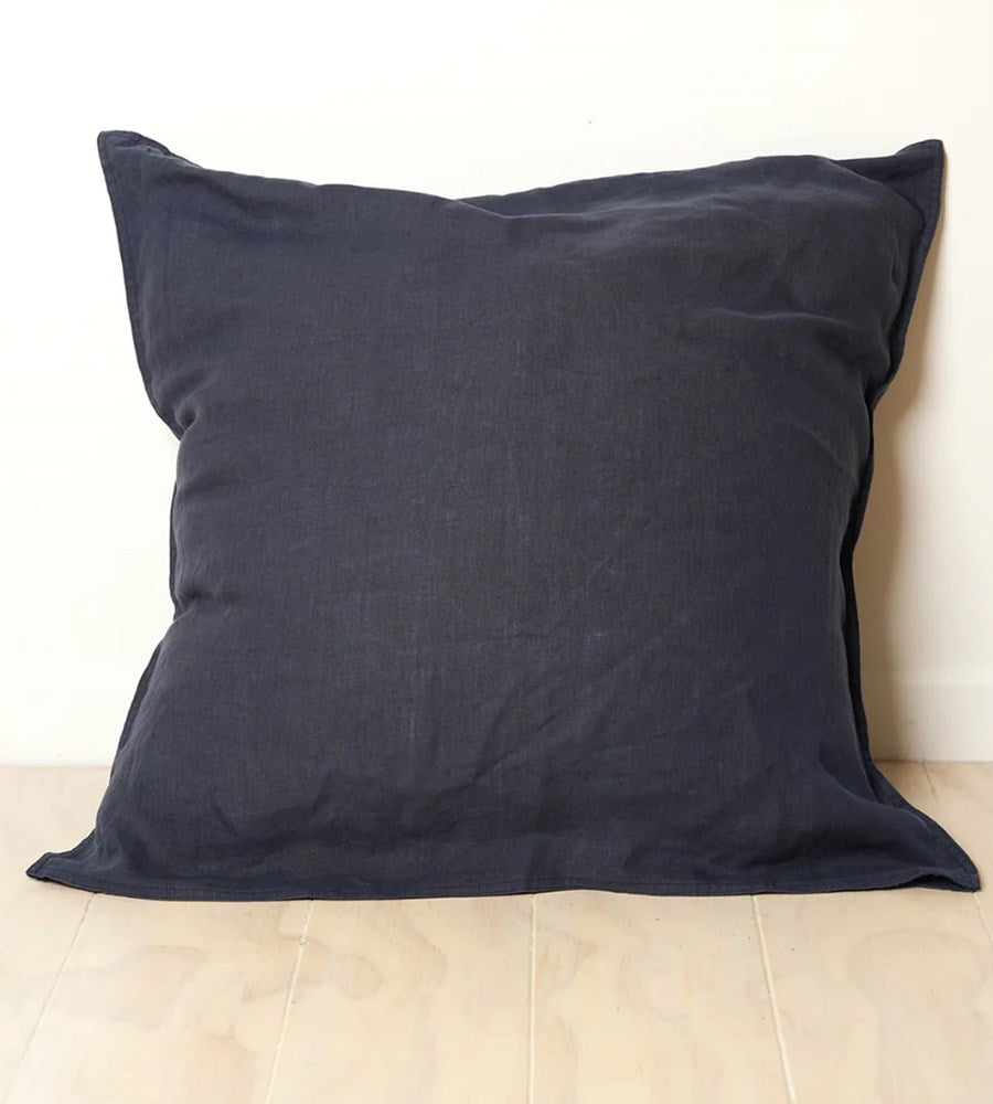 Home Lab I 100% French Flax Linen Euro Pillowcase I Midnight