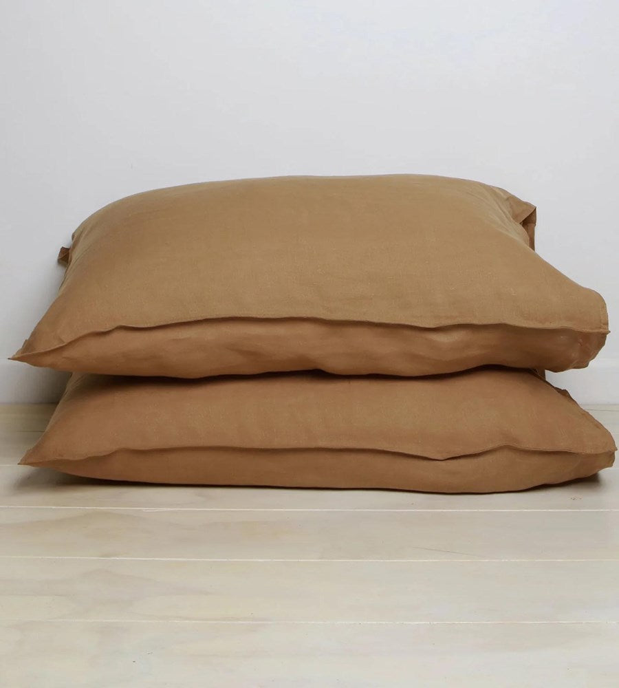 Home Lab | 100% French Flax Linen Pillowcase Pair | Ginger