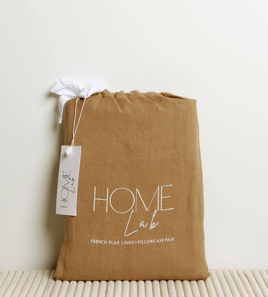 Home Lab | 100% French Flax Linen Pillowcase Pair | Ginger