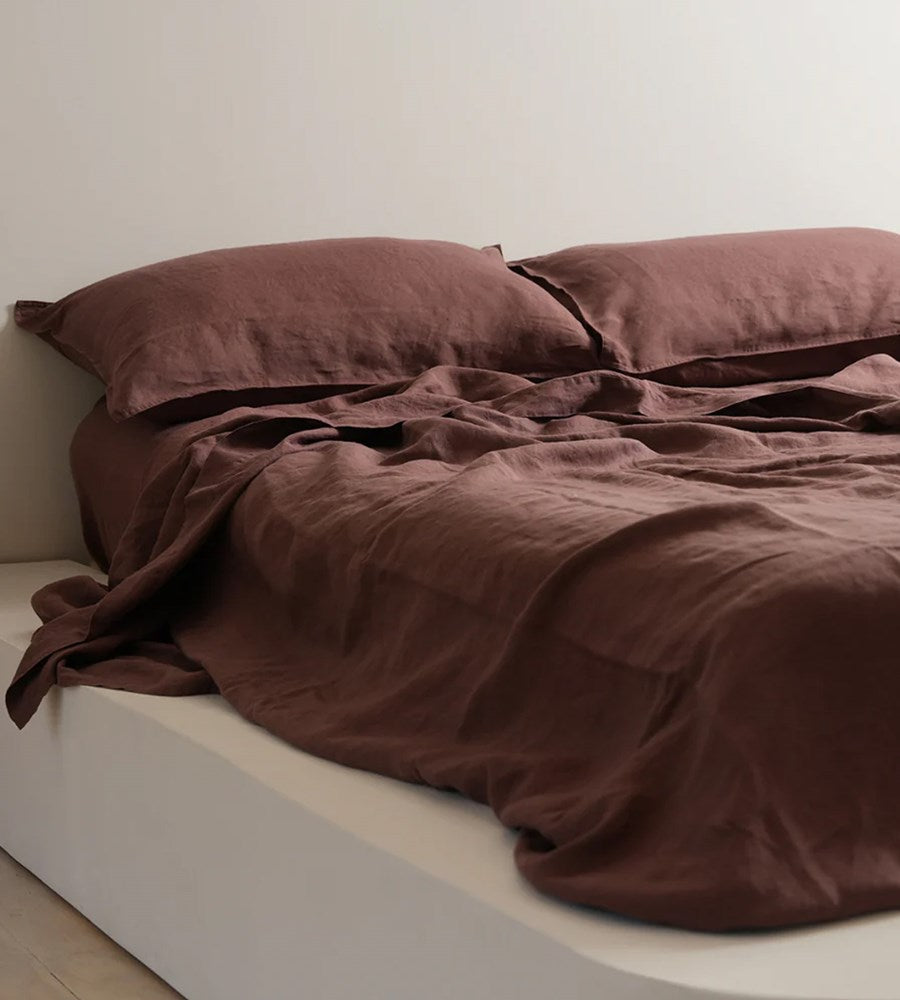 100% French Flax Linen Sheet Set I Cocoa
