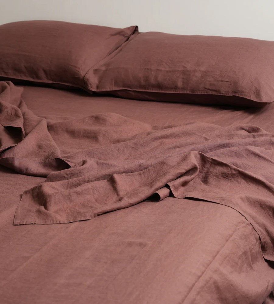 100% French Flax Linen Sheet Set I Cocoa
