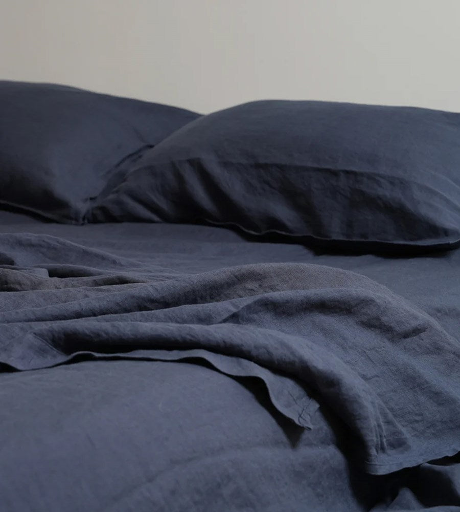 100% French Flax Linen Sheet Set I Midnight