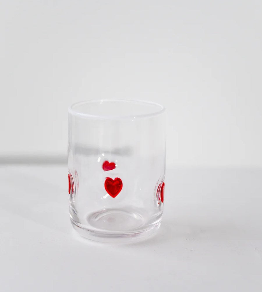 Home Lab I Heart Icon Glass I Set of 4 I Red Heart