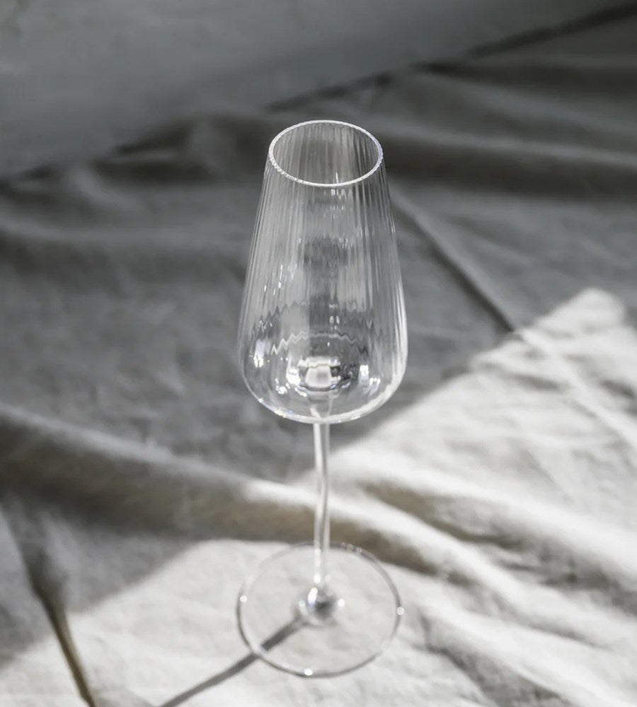 Home Lab I Melted Crystal Champagne Flute I Set of 4 I Clear