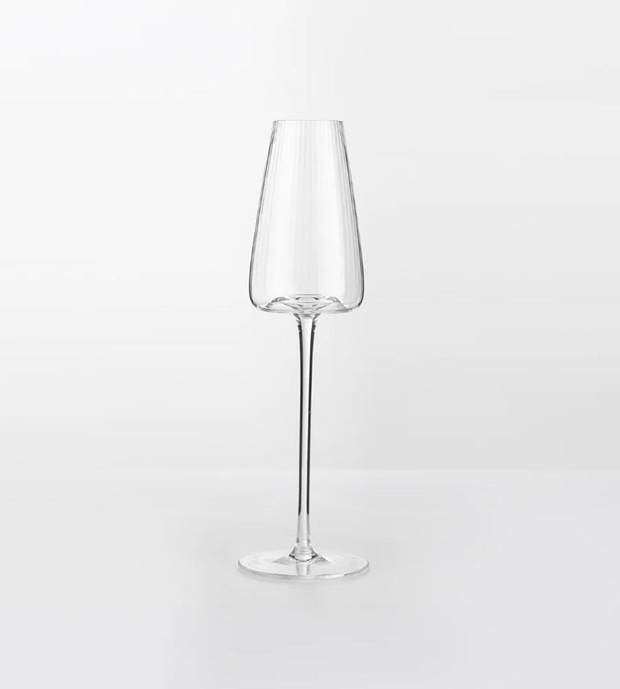 Home Lab I Melted Crystal Champagne Flute I Set of 4 I Clear