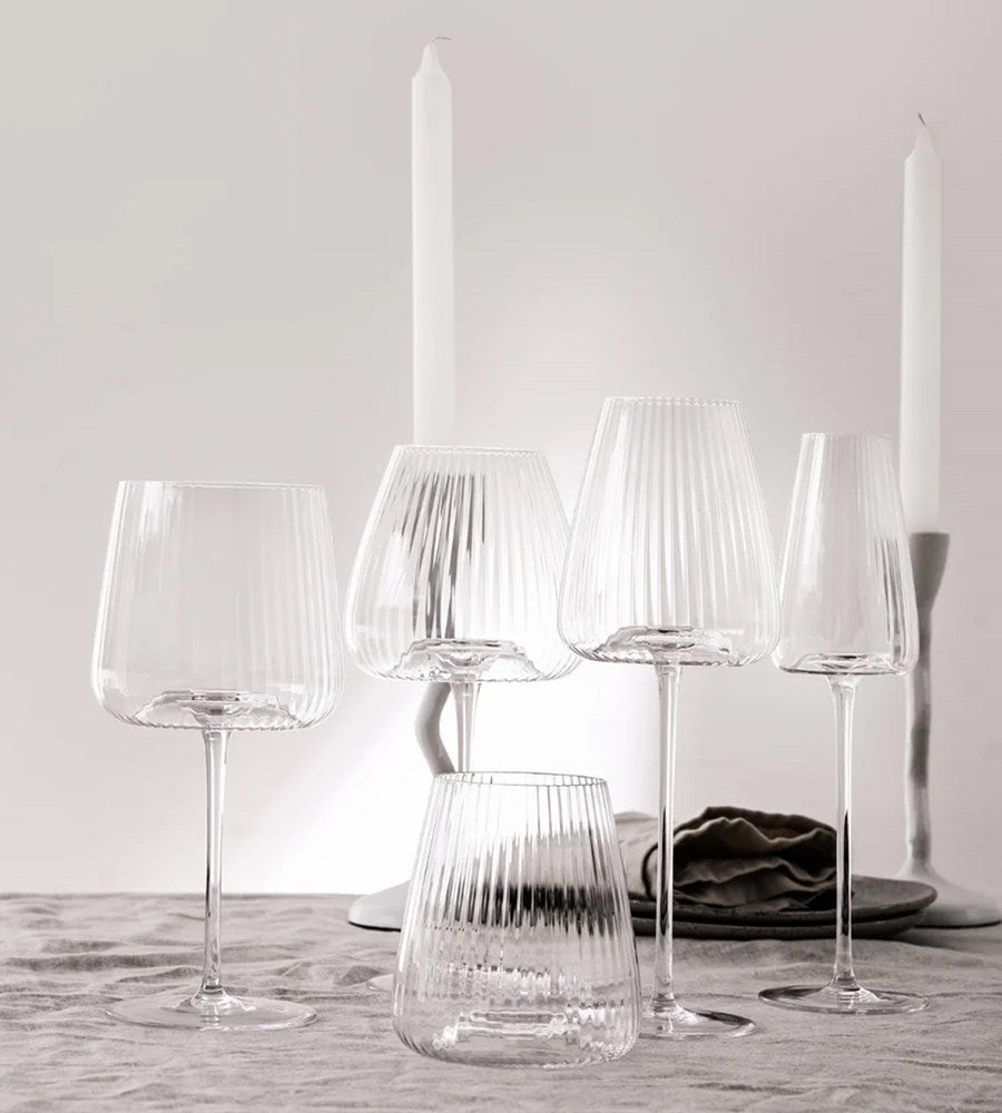 Home Lab I Melted Crystal Champagne Flute I Set of 4 I Clear