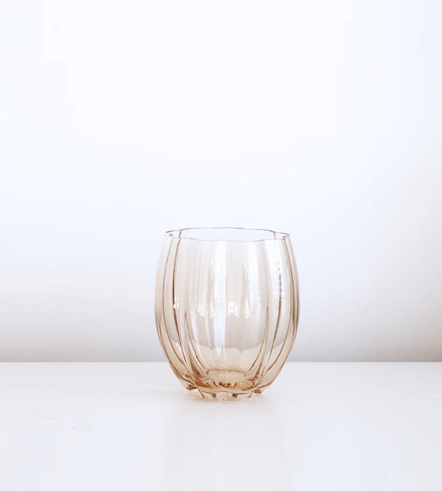 Home Lab | Petal Stemless Glass | Set of 4 | Light Amber