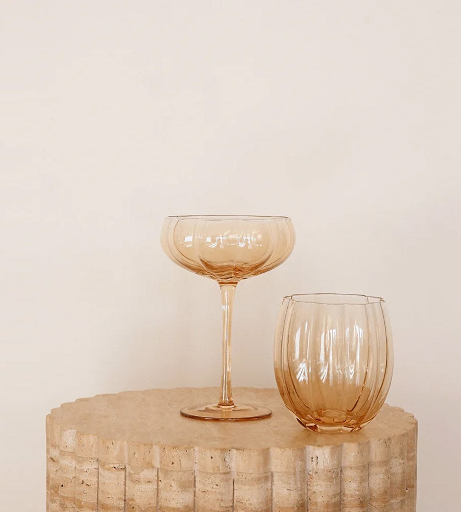 Home Lab | Petal Cocktail Glass | Set of 4 | Light Amber